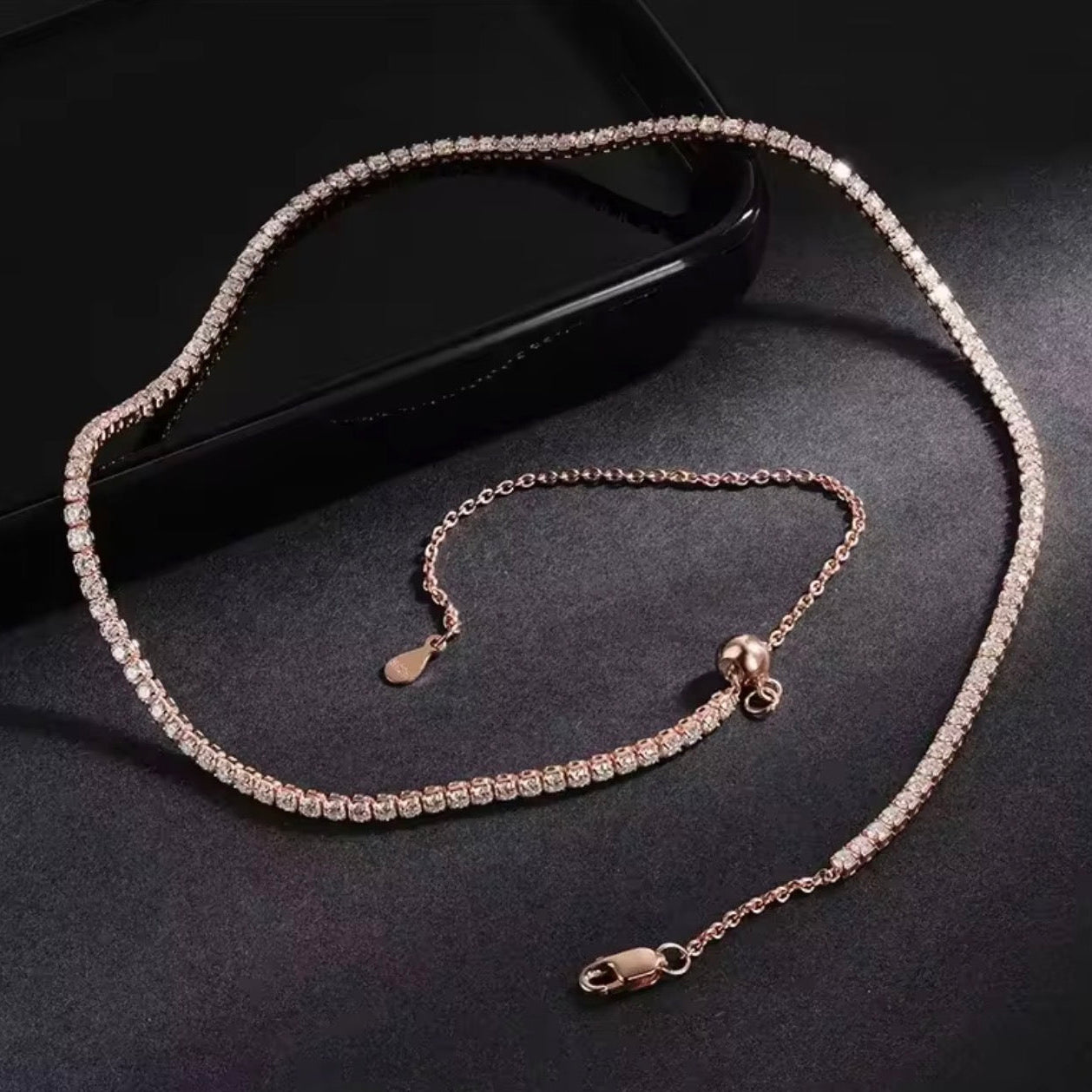 2mm D VVS1 Moissanite Tennis Necklace S925 Sterling Silver-Adjustable Jewelry
