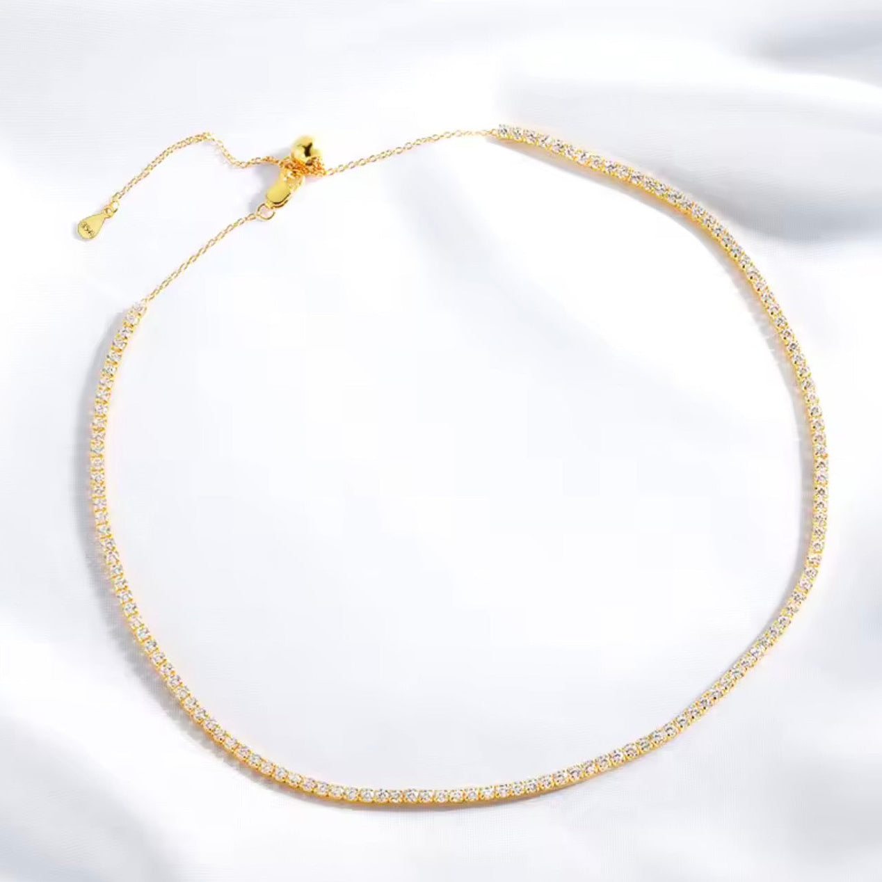2mm D VVS1 Moissanite Tennis Necklace S925 Sterling Silver-Adjustable Jewelry
