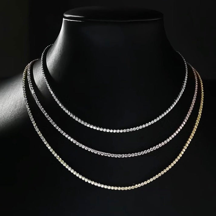 2mm D VVS1 Moissanite Tennis Necklace S925 Sterling Silver-Adjustable Jewelry