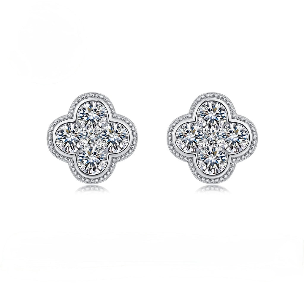 2.52 CTW Clover Shape Moissanite Stud Earrings S925 Sterling Silver Jewelry