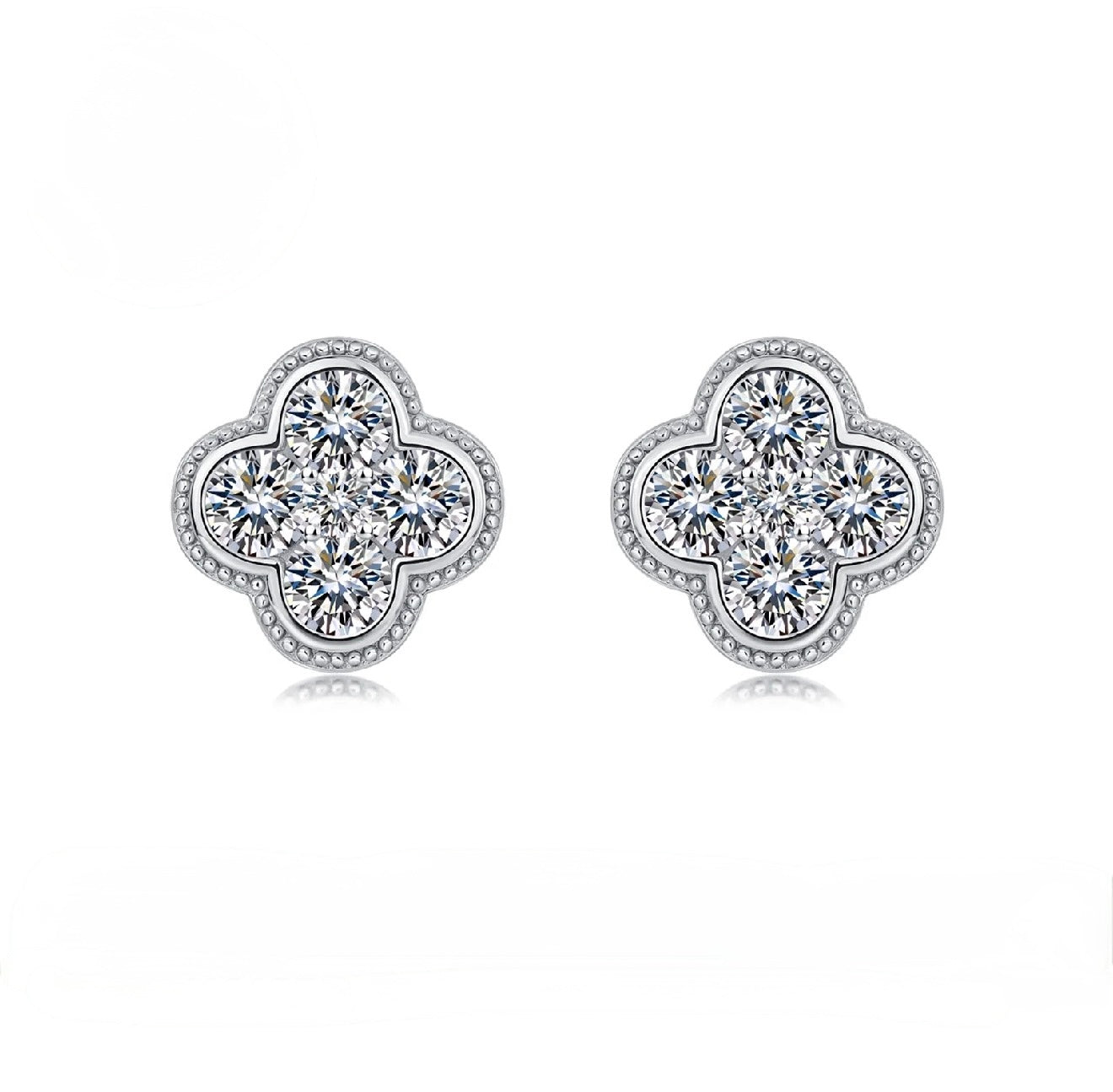 2.52 CTW Clover Shape Moissanite Stud Earrings S925 Sterling Silver Jewelry
