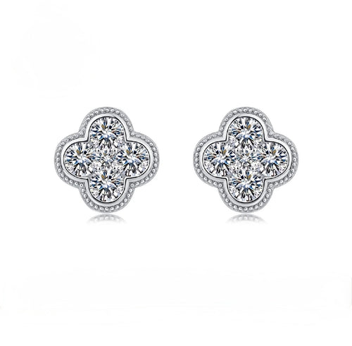2.52 CTW Clover Shape Moissanite Stud Earrings S925 Sterling Silver Jewelry