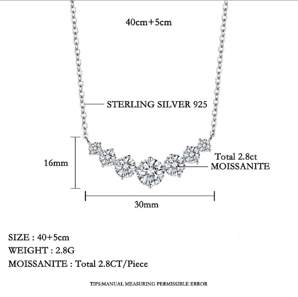 2.8ct Moissanite Necklace S925 Sterling Silver Smile Pendant