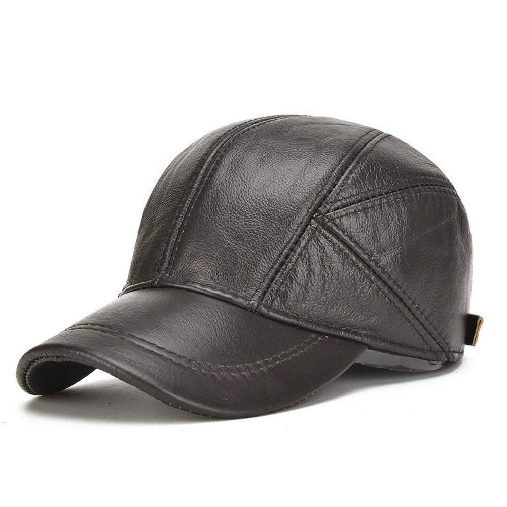 Winter Cap - Genuine Cow Leather - Baseball Hat