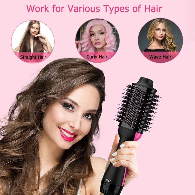 Hot-Air Hair Dryer Brush-One Step For Straightening or Curling