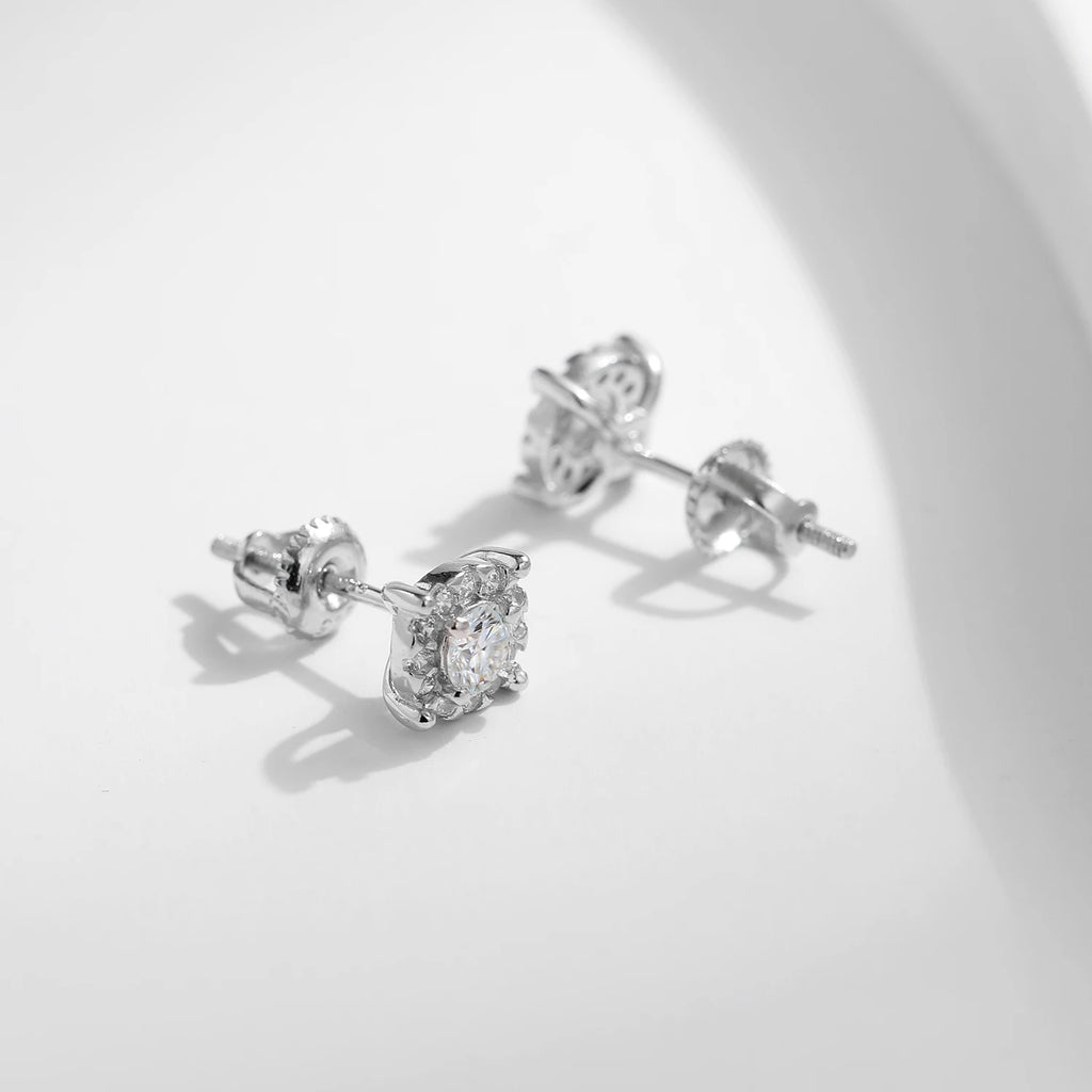 D Color Moissanite Stud Earrings Round Cut 925 Sterling Silver Jewelry