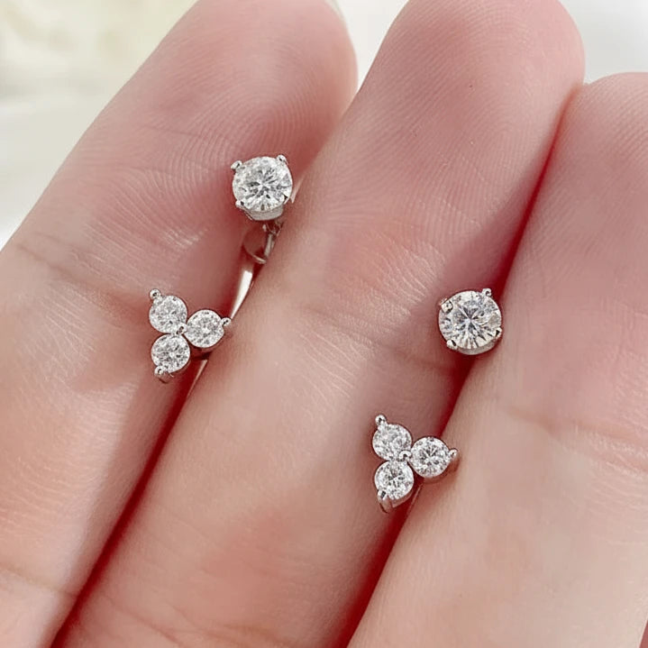 Drop Stud Earrings for Women-S925 Sterling Silver Plated 18K