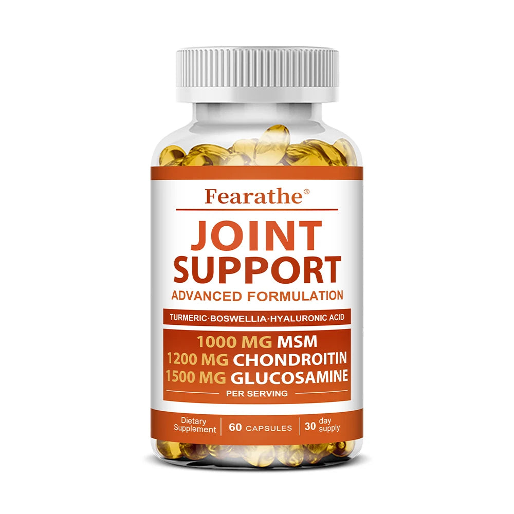 Joint Support Supplement Glucosamine Chondroitin Turmeric MSM-Relief Bones-Back-Knees and Hands-NON-GMO