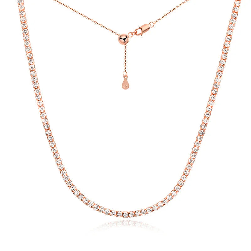 2mm D VVS1 Moissanite Tennis Necklace S925 Sterling Silver-Adjustable Jewelry