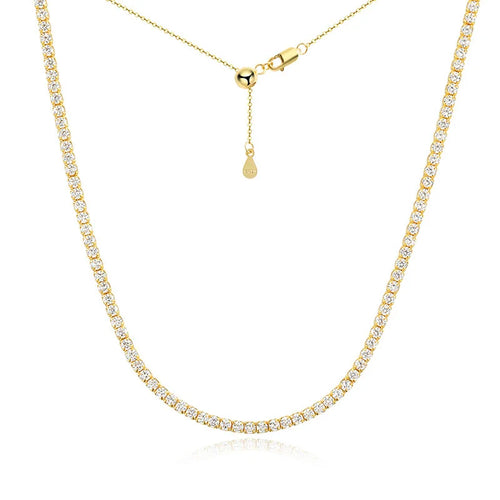 2mm D VVS1 Moissanite Tennis Necklace S925 Sterling Silver-Adjustable Jewelry