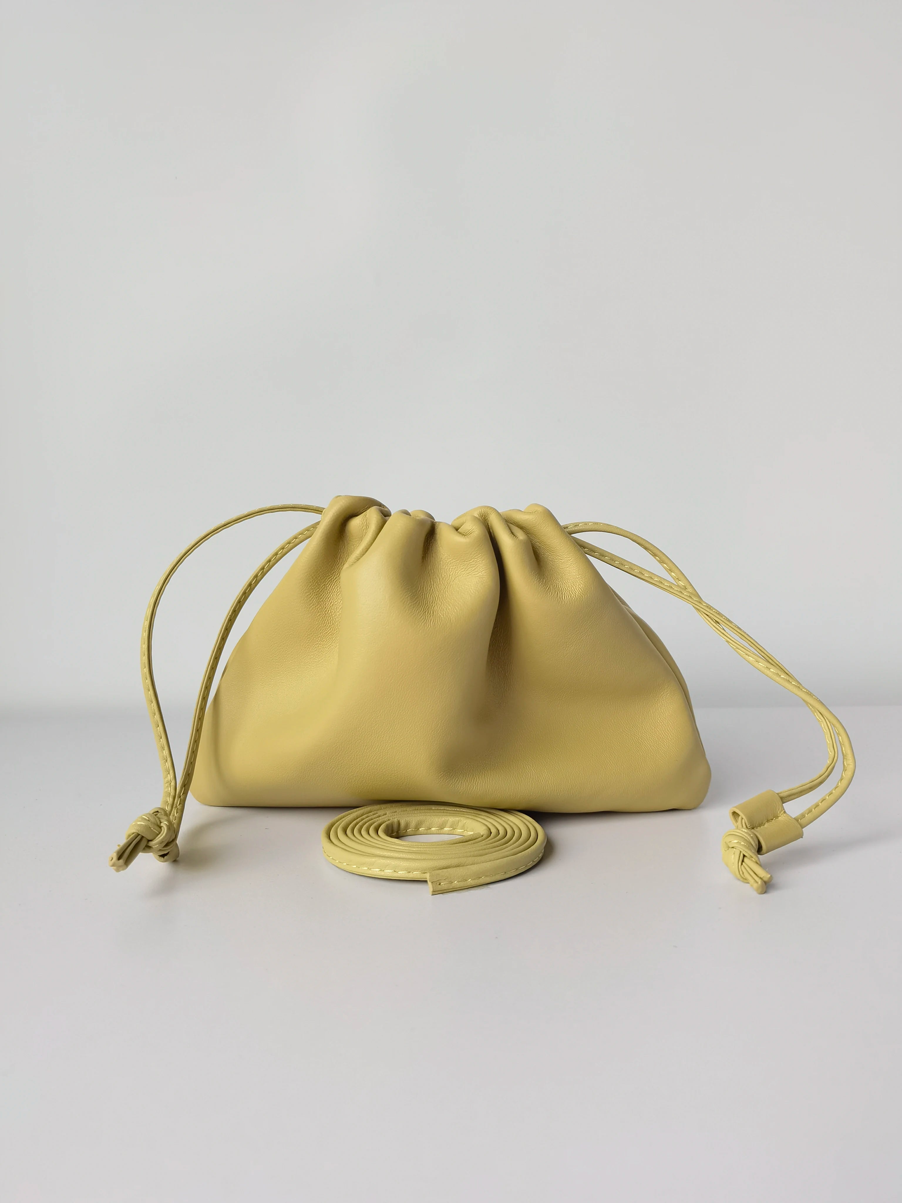 Drawstring Handbag-Shoulder and Crossbody Women Bag-Sheepskin Leather
