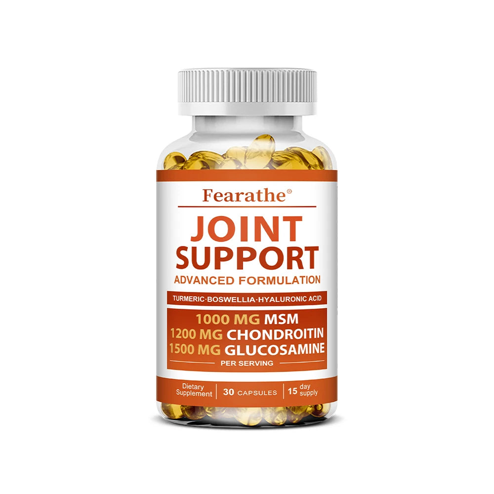 Joint Support Supplement Glucosamine Chondroitin Turmeric MSM-Relief Bones-Back-Knees and Hands-NON-GMO