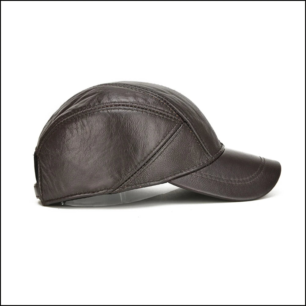 Winter Cap - Genuine Cow Leather - Baseball Hat