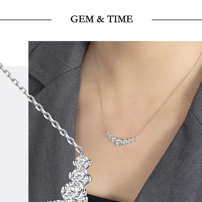 2.8ct Moissanite Necklace S925 Sterling Silver Smile Pendant