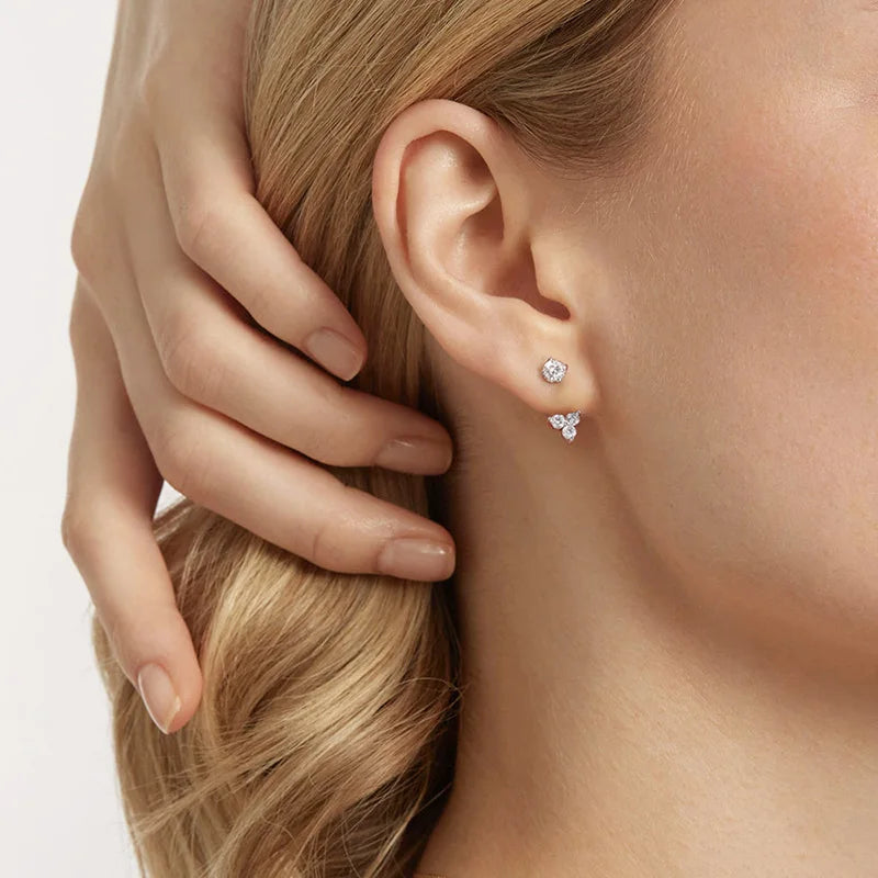 Drop Stud Earrings for Women-S925 Sterling Silver Plated 18K