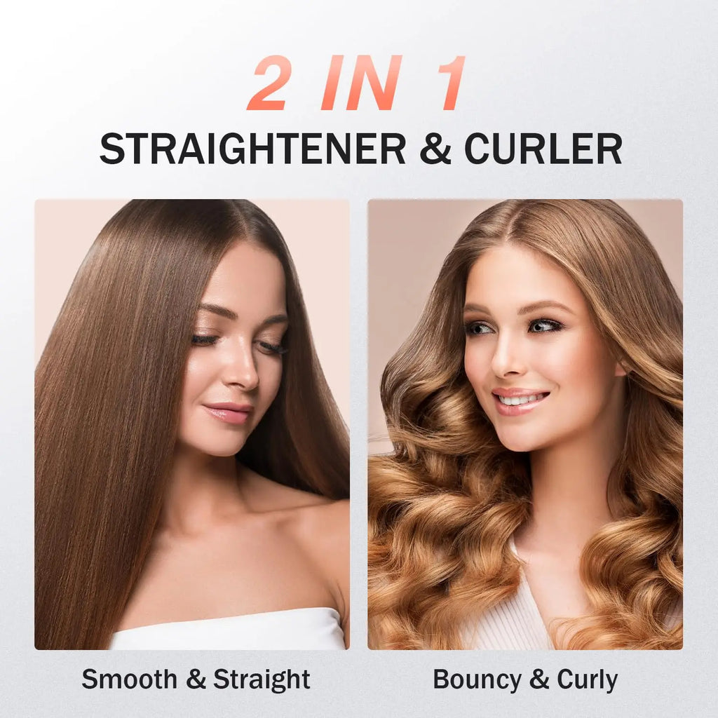 2 in 1 Hair Straightener Curler Set Dual Voltage-Versatile Styling Tool