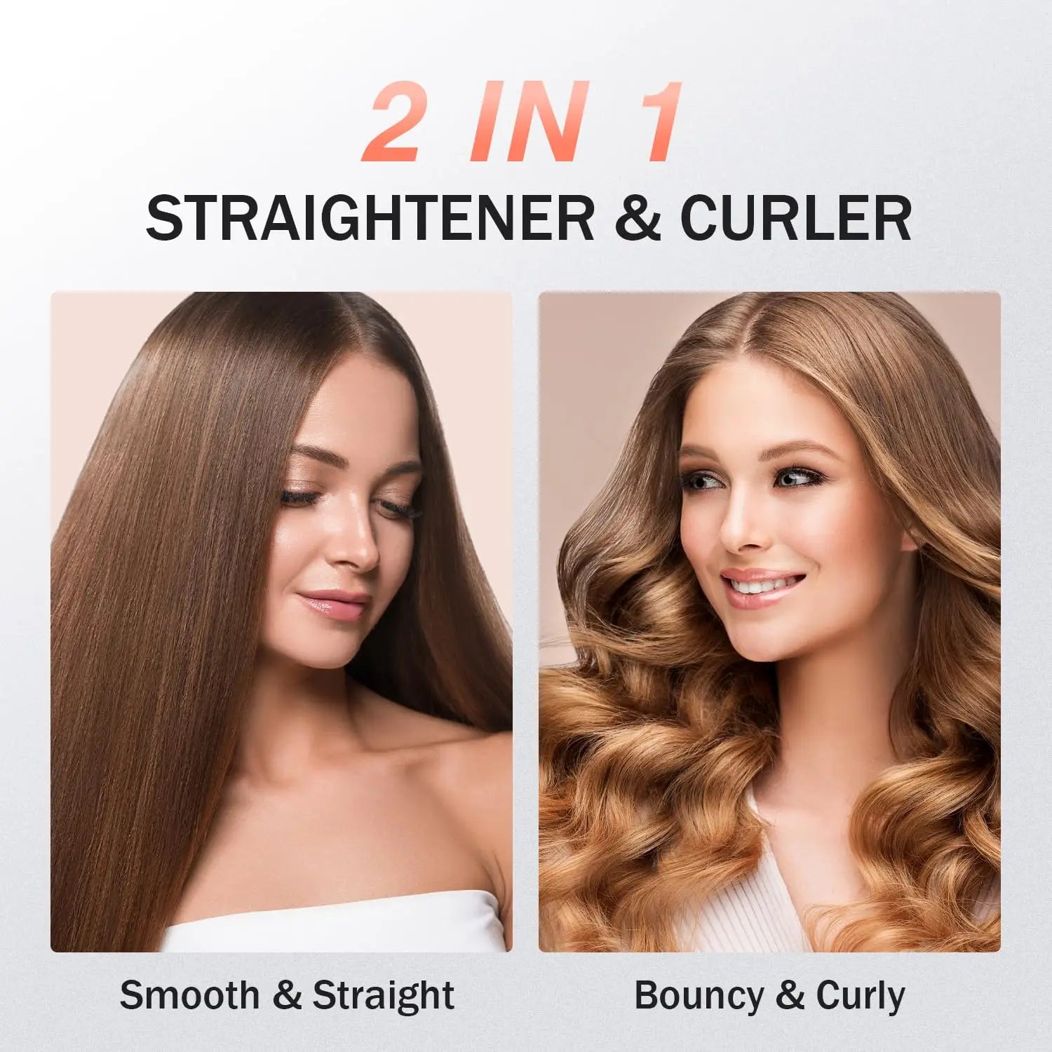 2 in 1 Hair Straightener Curler Set Dual Voltage-Versatile Styling Tool