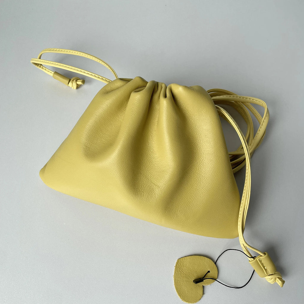Drawstring Handbag-Shoulder and Crossbody Women Bag-Sheepskin Leather
