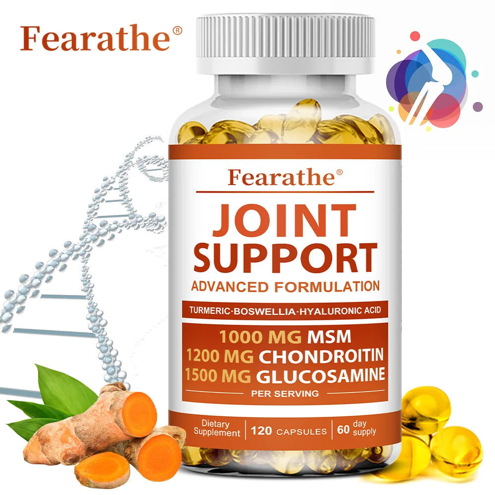 Joint Support Supplement Glucosamine Chondroitin Turmeric MSM-Relief Bones-Back-Knees and Hands-NON-GMO