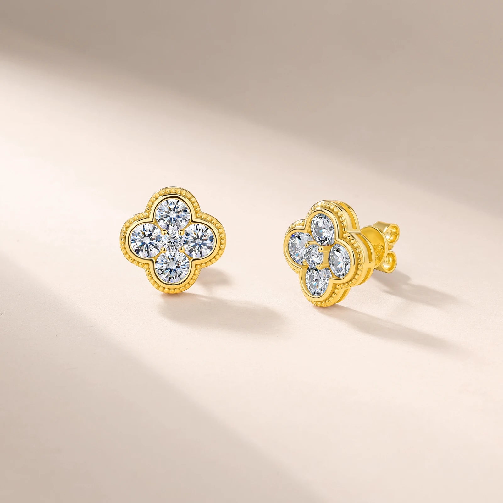2.52 CTW Clover Shape Moissanite Stud Earrings S925 Sterling Silver Jewelry