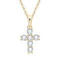 925 Sterling Silver Round Cut 3mm D Color Moissanite Cross Pendant Necklaces for Women Jewelry