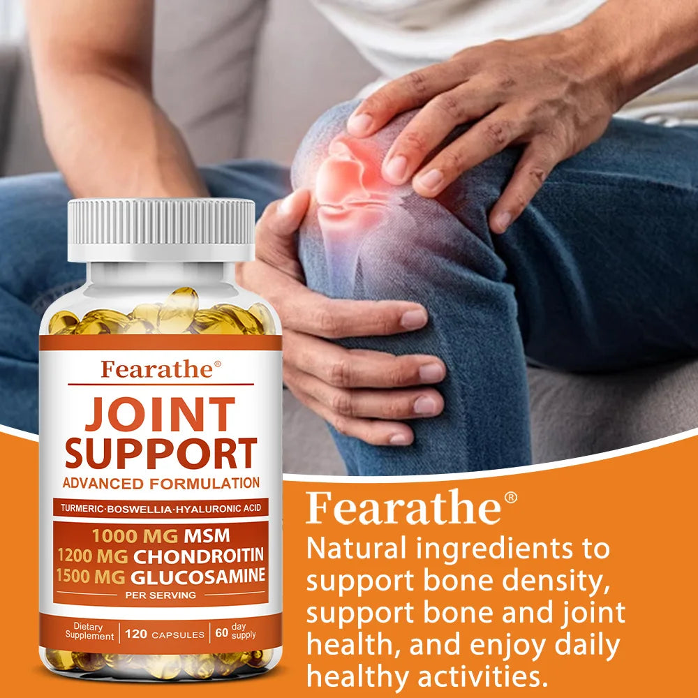 Joint Support Supplement Glucosamine Chondroitin Turmeric MSM-Relief Bones-Back-Knees and Hands-NON-GMO