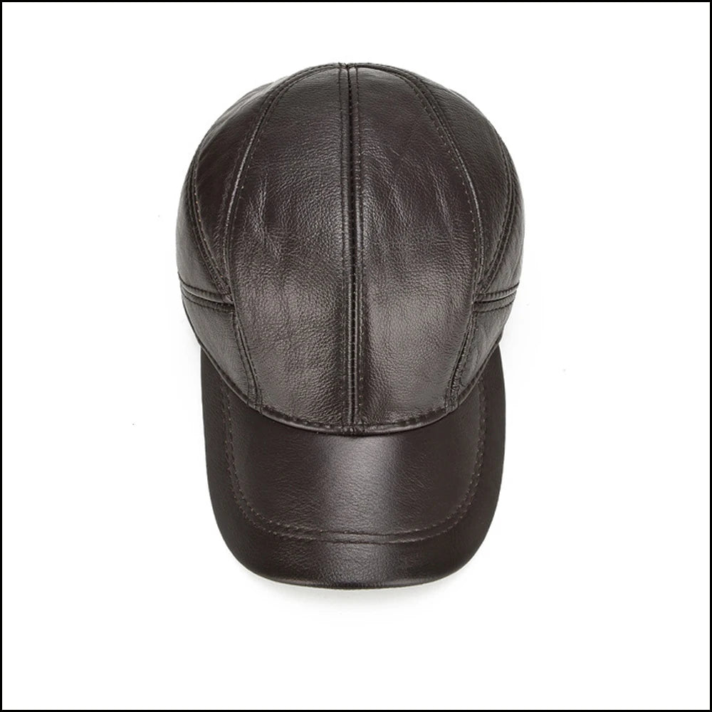 Winter Cap - Genuine Cow Leather - Baseball Hat