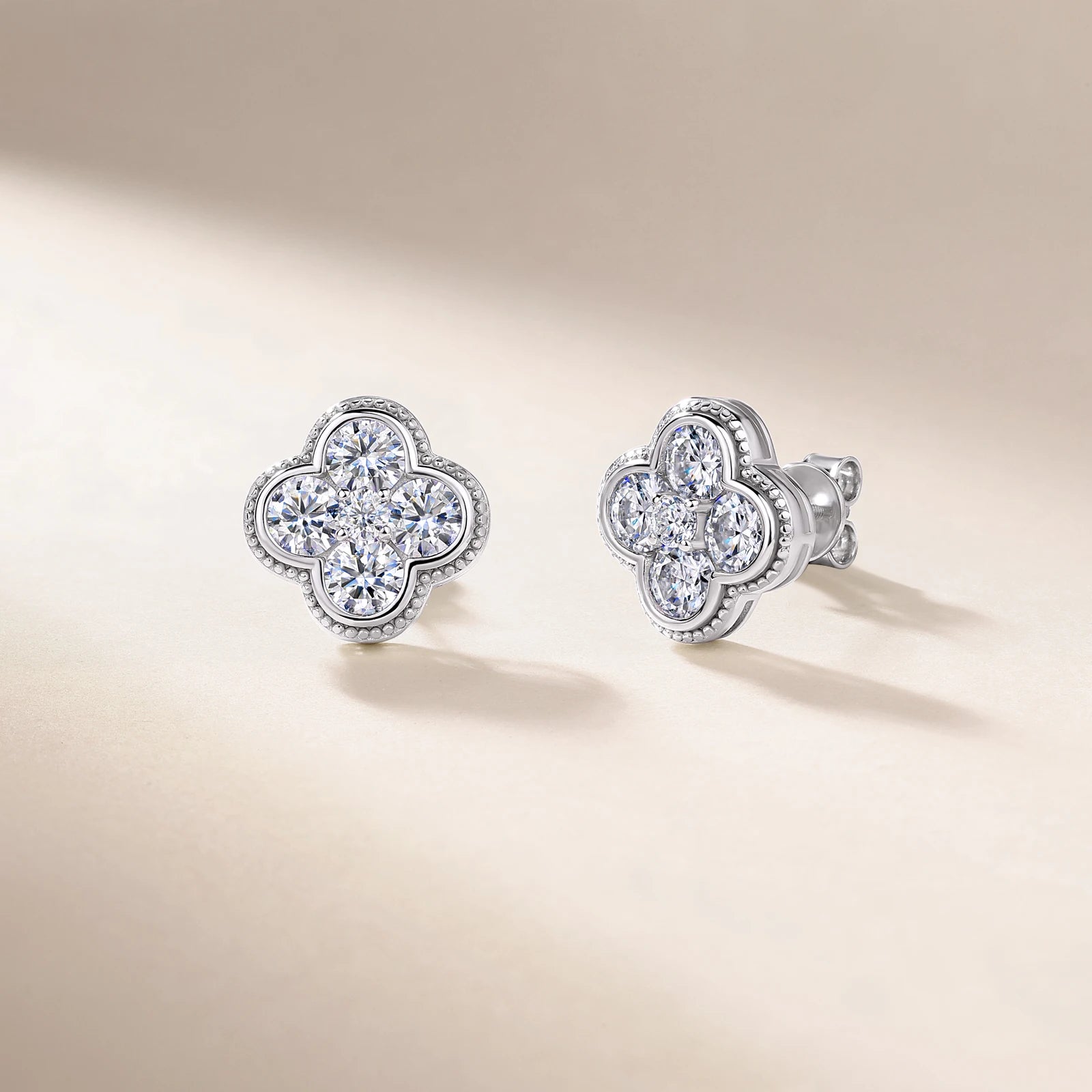 2.52 CTW Clover Shape Moissanite Stud Earrings S925 Sterling Silver Jewelry