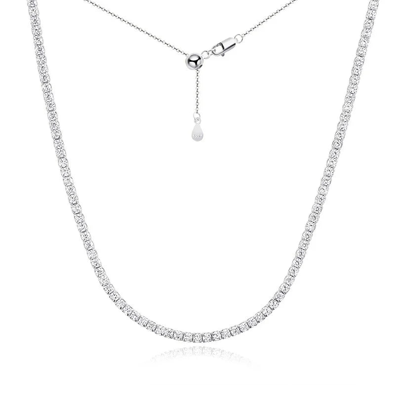 2mm D VVS1 Moissanite Tennis Necklace S925 Sterling Silver-Adjustable Jewelry