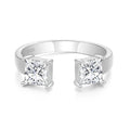 1CT 5mm Princess Cut D Moissanite Rings-Adjustable 925 Sterling Silver Wedding Band