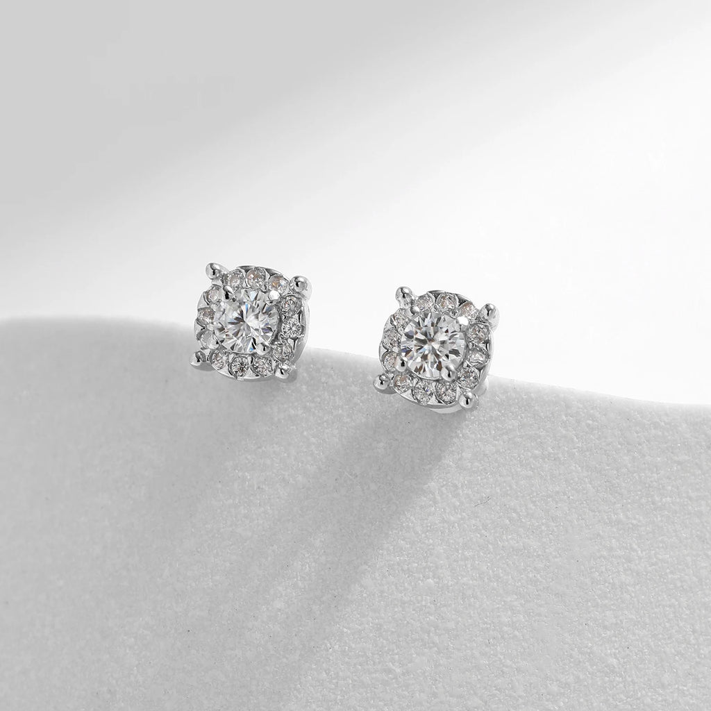 D Color Moissanite Stud Earrings Round Cut 925 Sterling Silver Jewelry