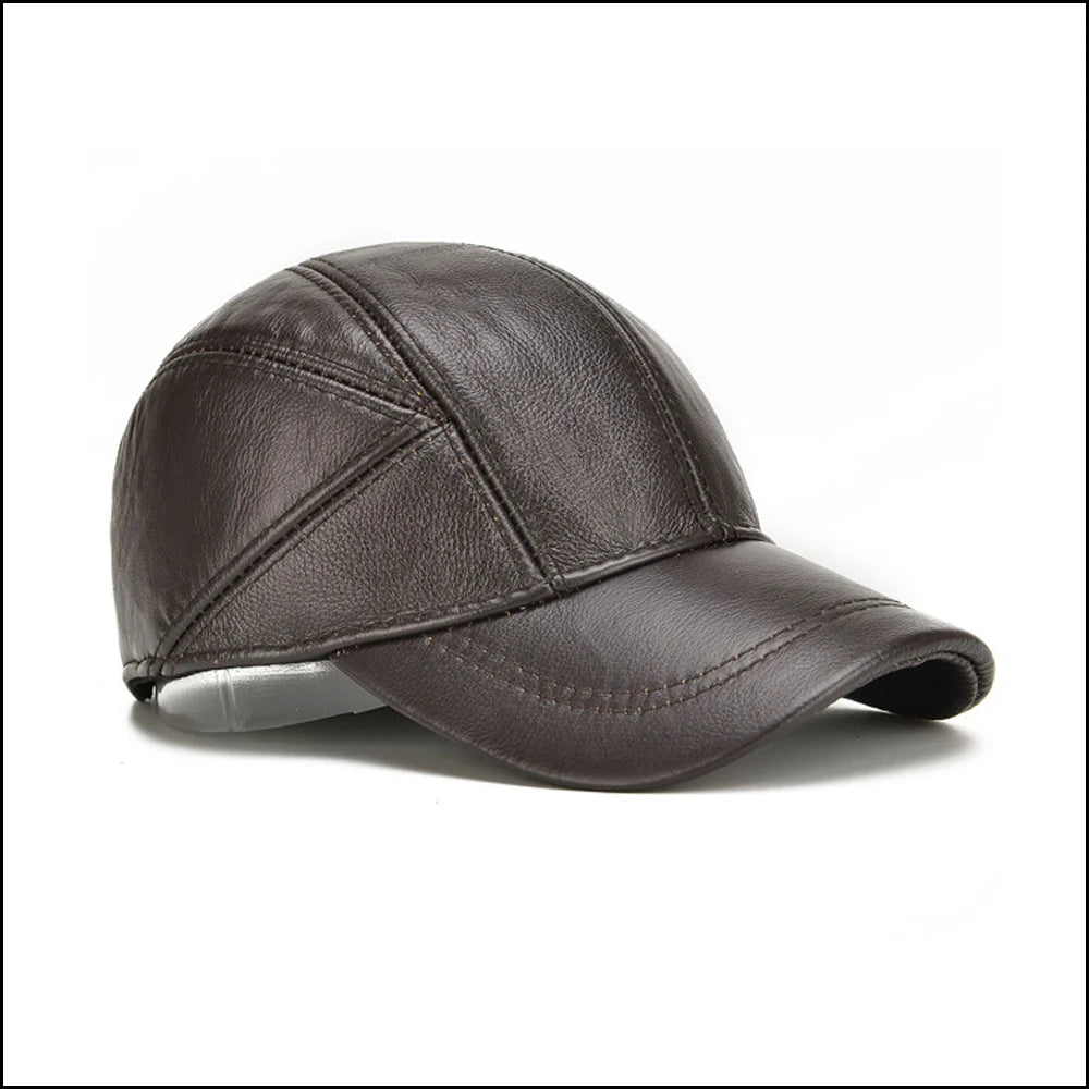 Winter Cap - Genuine Cow Leather - Baseball Hat