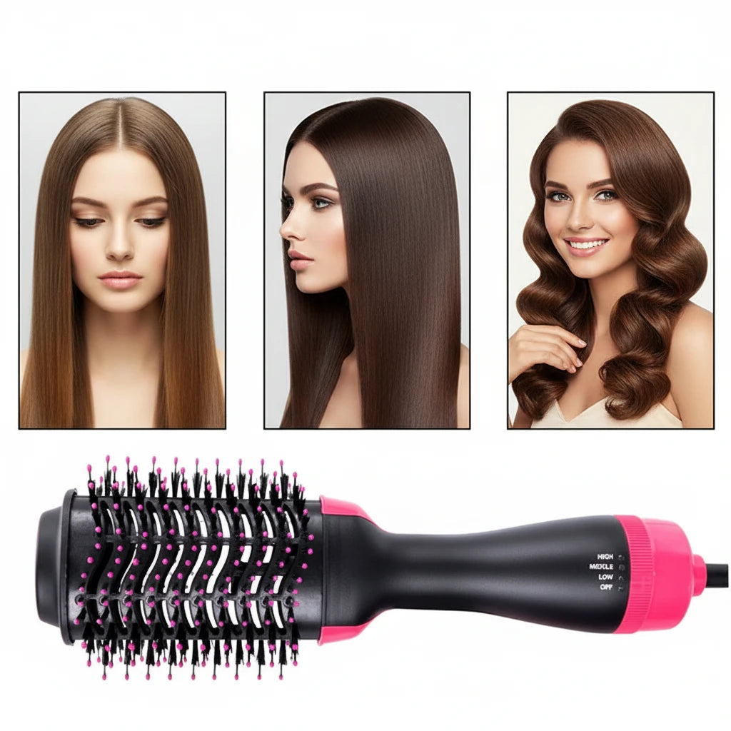 Hot-Air Hair Dryer Brush-One Step For Straightening or Curling