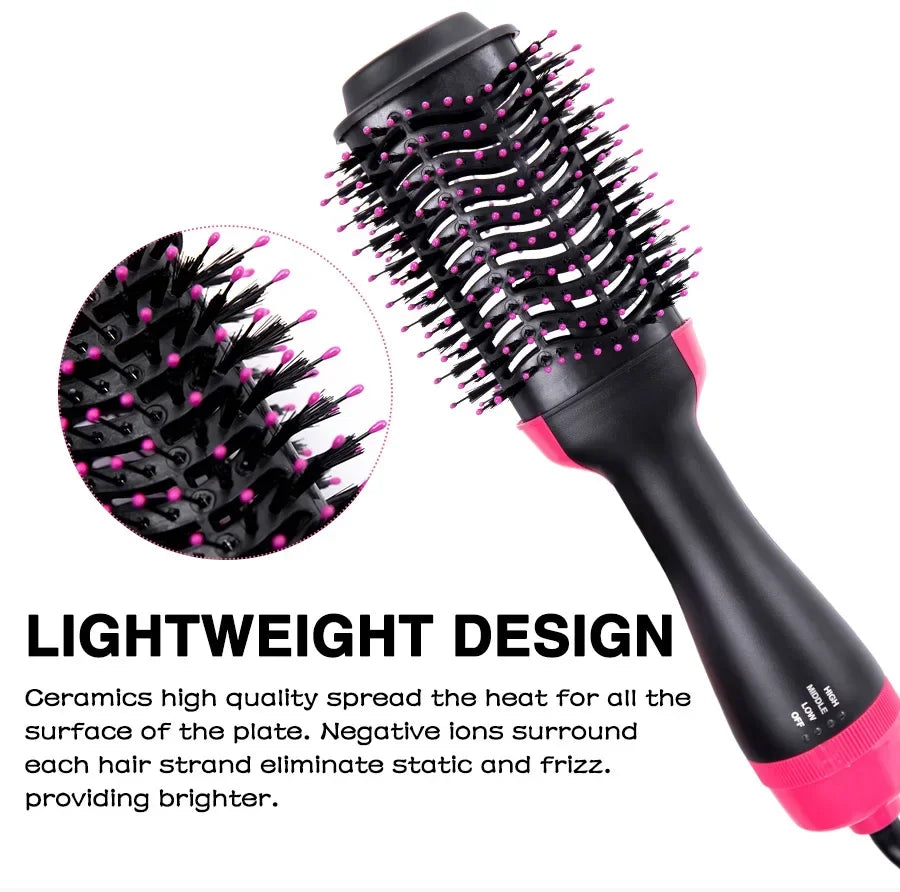 Hot-Air Hair Dryer Brush-One Step For Straightening or Curling