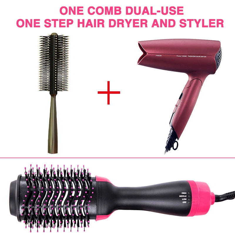 Hot-Air Hair Dryer Brush-One Step For Straightening or Curling
