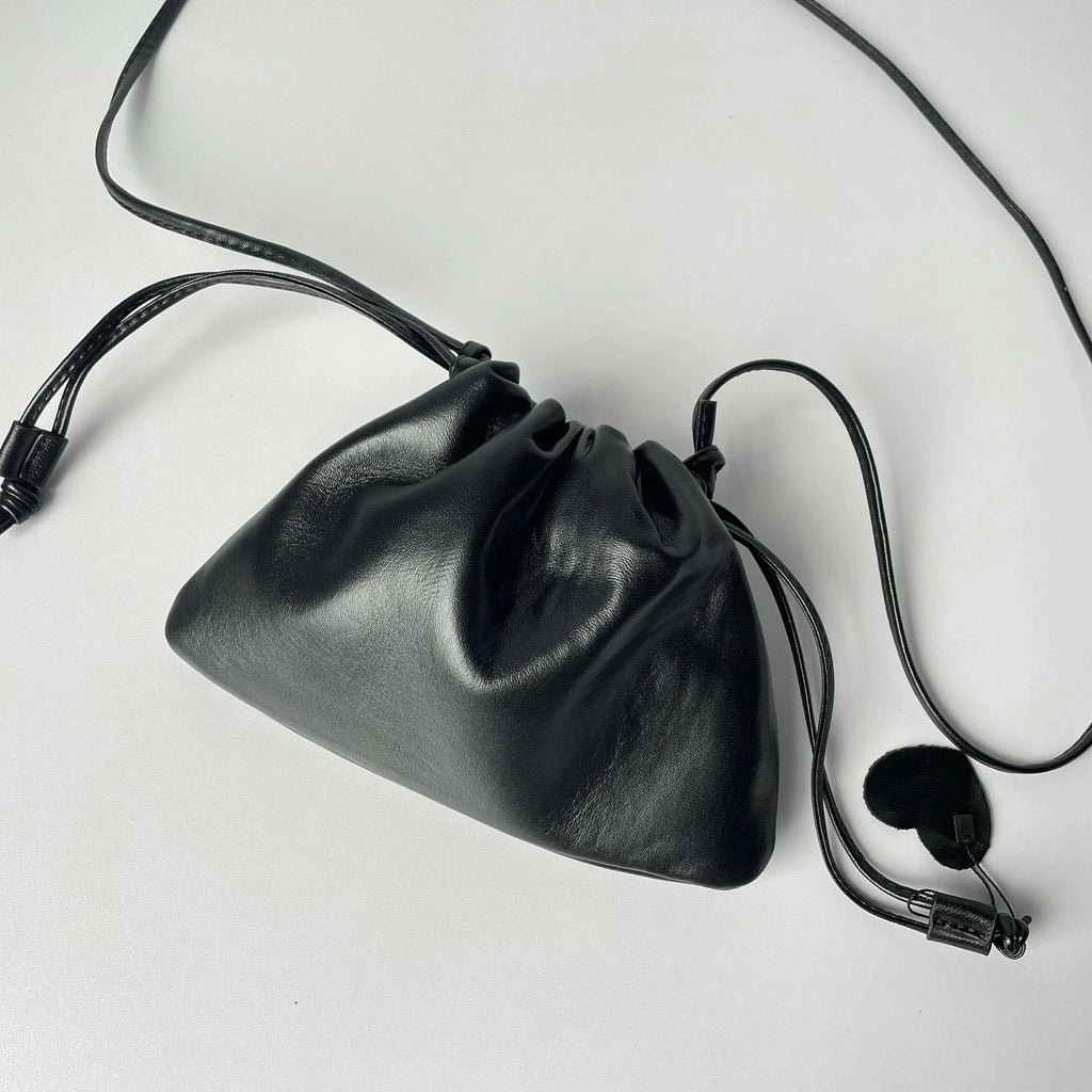 Drawstring Handbag-Shoulder and Crossbody Women Bag-Sheepskin Leather