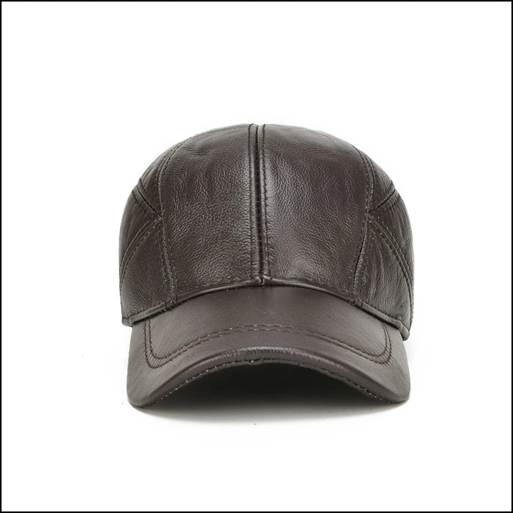 Winter Cap - Genuine Cow Leather - Baseball Hat
