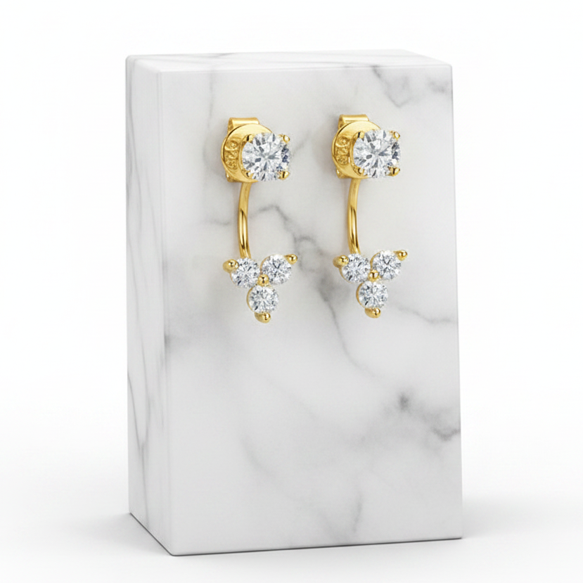 Drop Stud Earrings for Women-S925 Sterling Silver Plated 18K