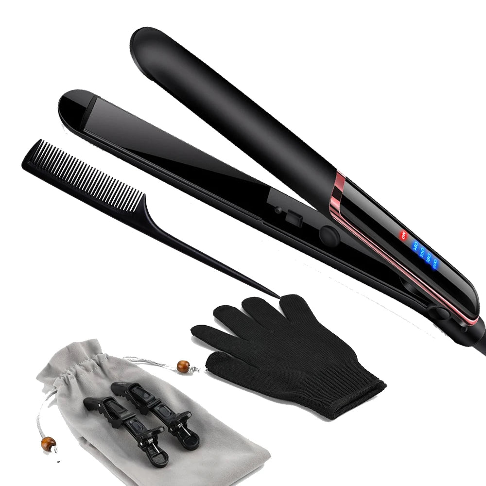 2 in 1 Hair Straightener Curler Set Dual Voltage-Versatile Styling Tool