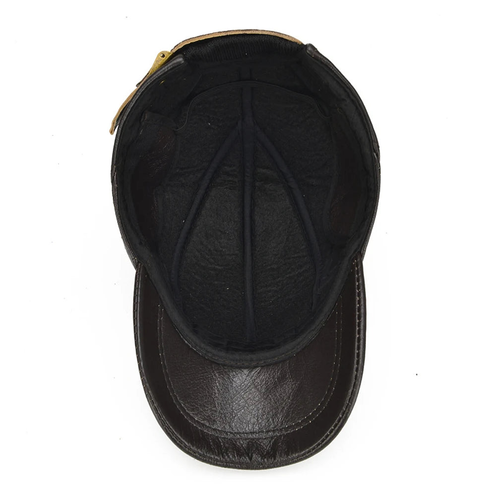 Winter Cap - Genuine Cow Leather - Baseball Hat