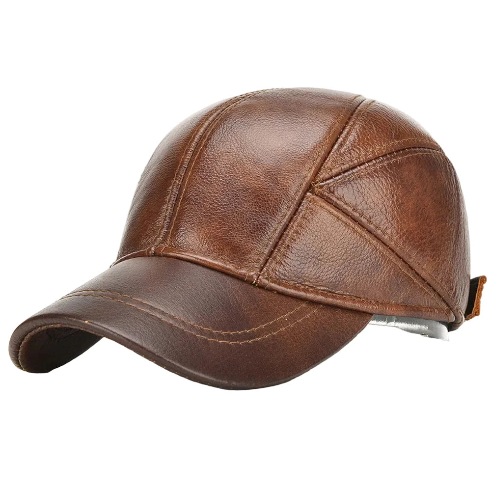 Winter Cap - Genuine Cow Leather - Baseball Hat