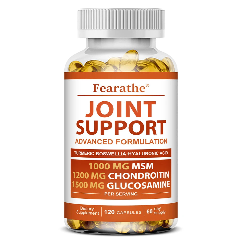 Joint Support Supplement Glucosamine Chondroitin Turmeric MSM-Relief Bones-Back-Knees and Hands-NON-GMO