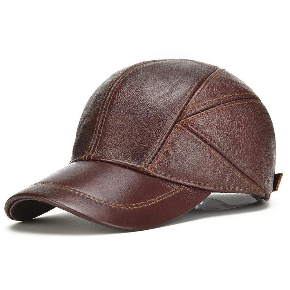 Winter Cap - Genuine Cow Leather - Baseball Hat