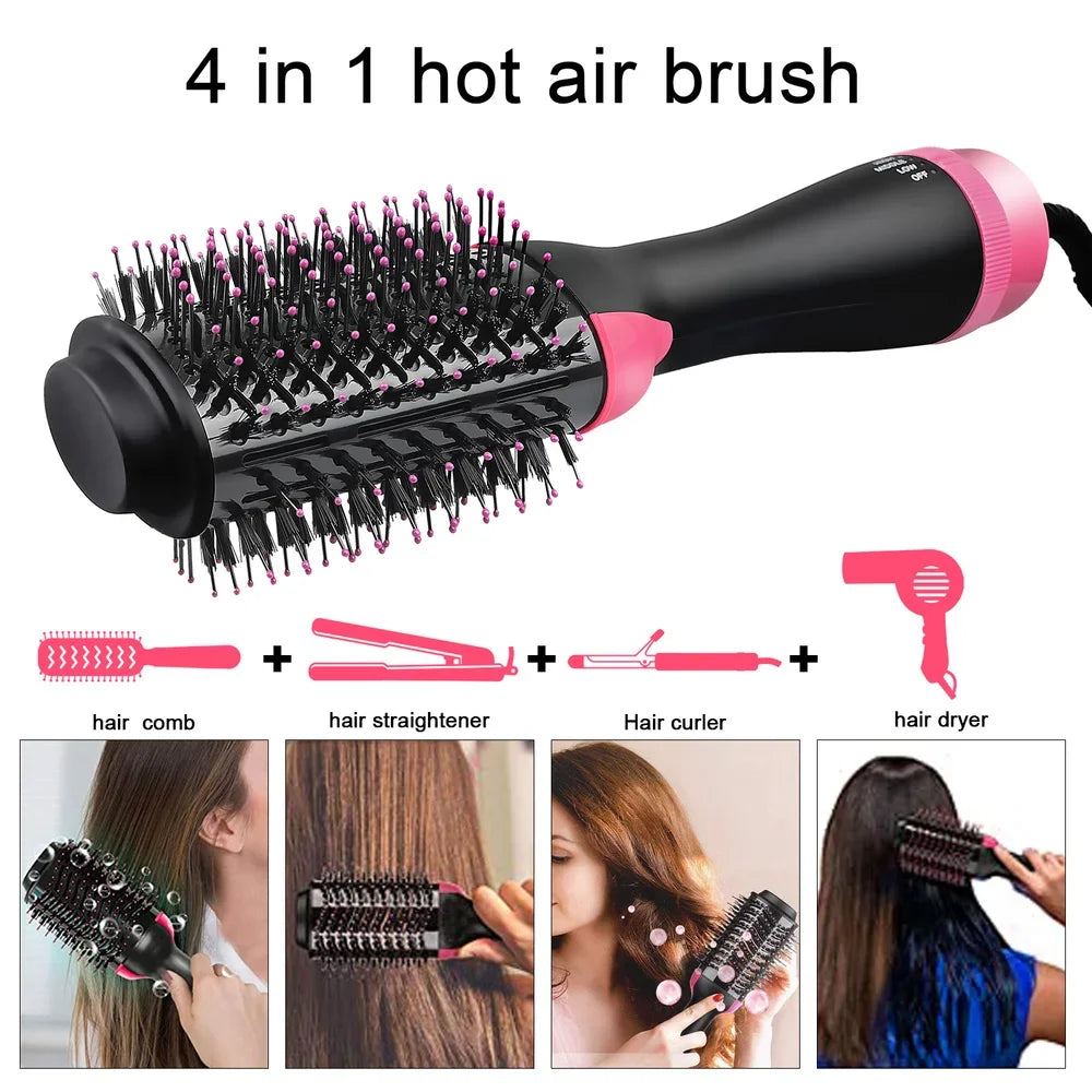 Hot-Air Hair Dryer Brush-One Step For Straightening or Curling