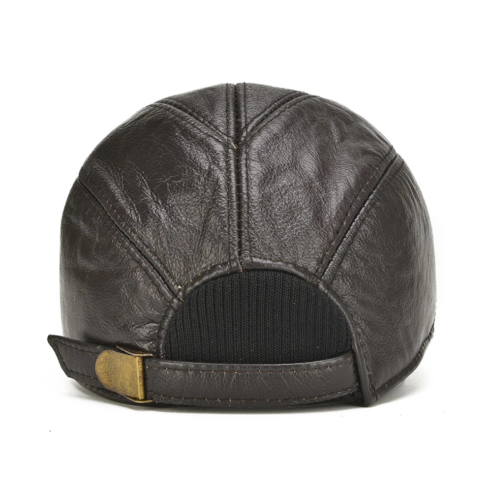 Winter Cap - Genuine Cow Leather - Baseball Hat