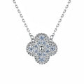 0.5CTW Moissanite Four-Leaf Flower Necklace 925 Sterling Silver Full Paved Pendant Women Jewelry
