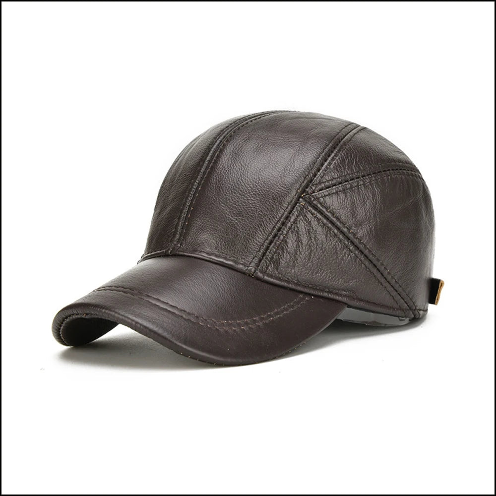 Winter Cap - Genuine Cow Leather - Baseball Hat
