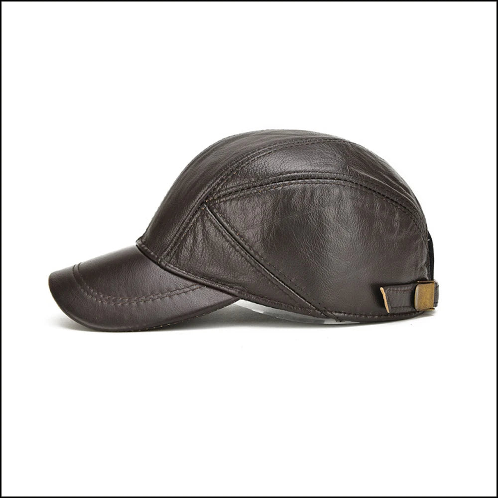 Winter Cap - Genuine Cow Leather - Baseball Hat