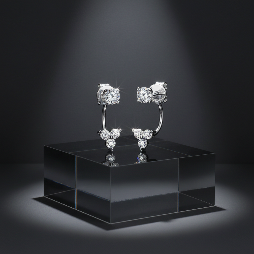 Drop Stud Earrings for Women-S925 Sterling Silver Plated 18K