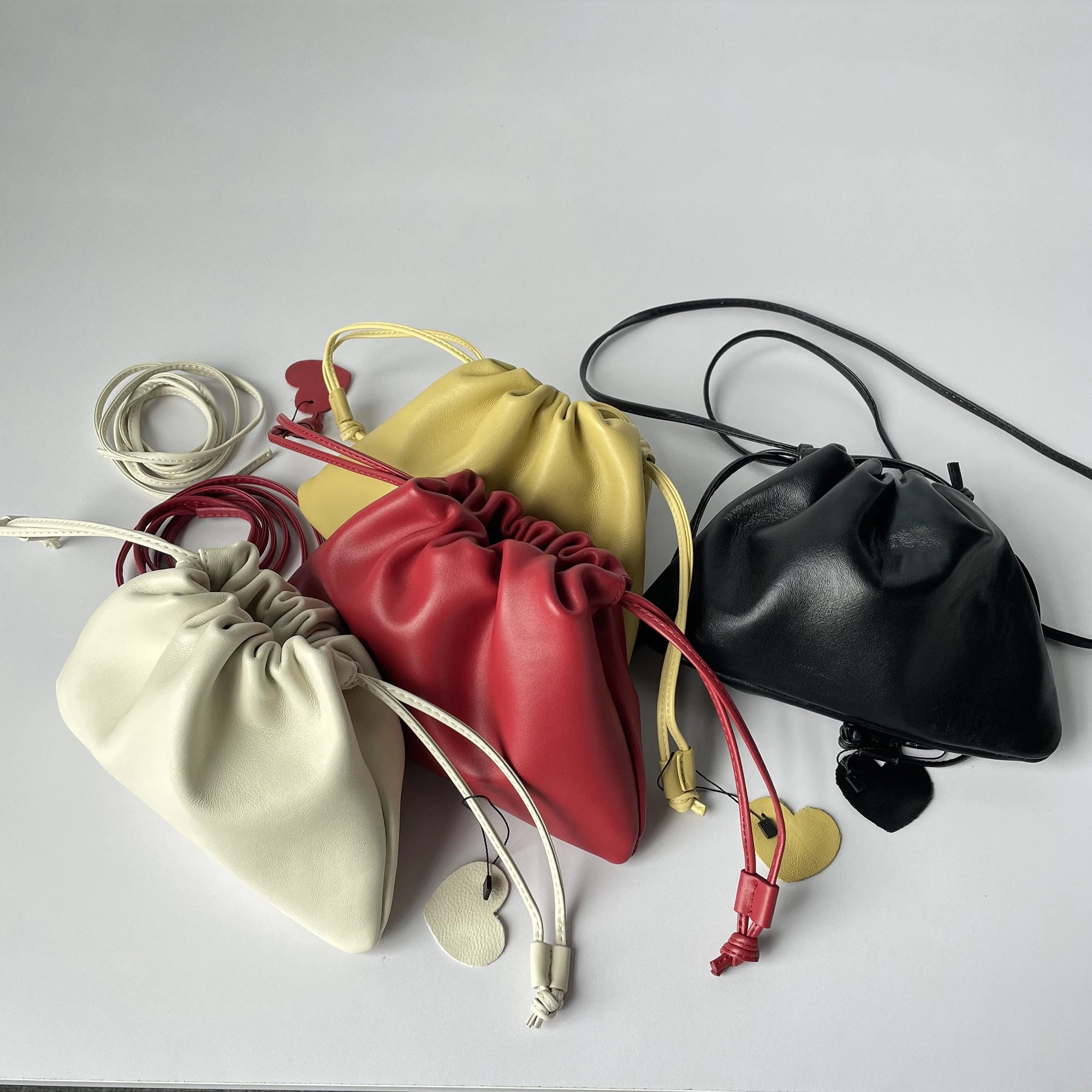 Drawstring Handbag-Shoulder and Crossbody Women Bag-Sheepskin Leather